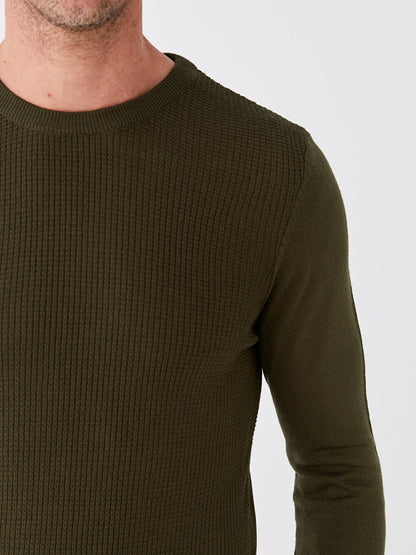 Crew Neck Long Sleeve Men's Knitwear Sweater