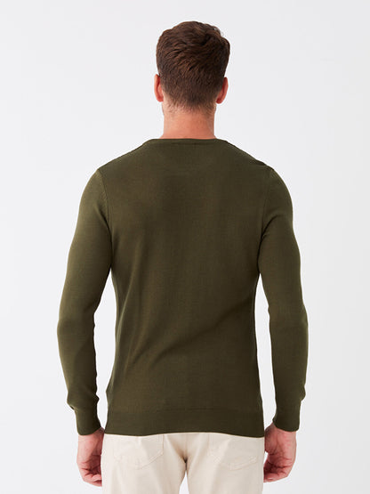 Crew Neck Long Sleeve Men's Knitwear Sweater