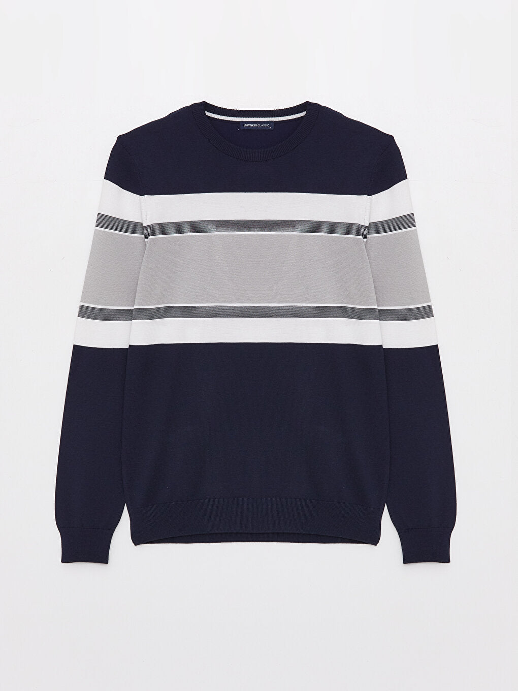 Crew Neck Long Sleeve Color Block Men's Knitwear Sweater