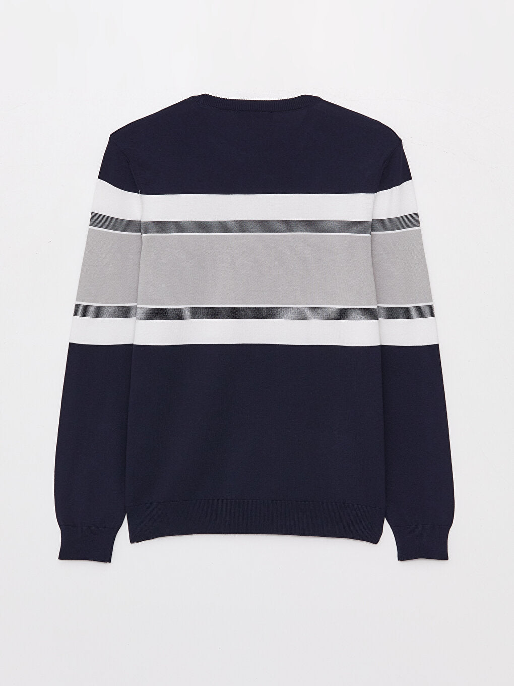 Crew Neck Long Sleeve Color Block Men's Knitwear Sweater