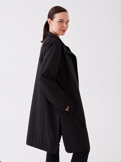 Women's High Collar Plain Raincoat