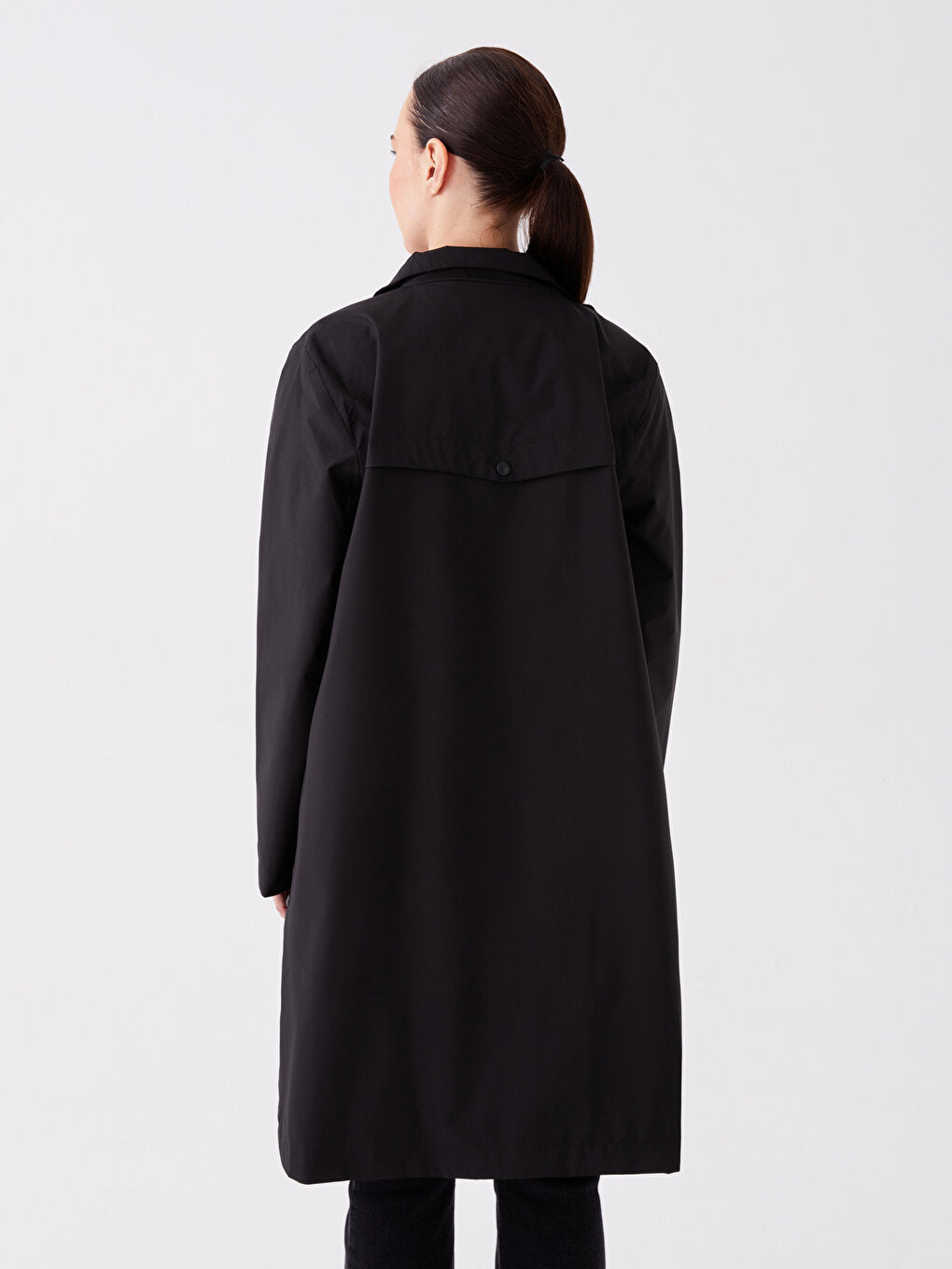 Women's High Collar Plain Raincoat