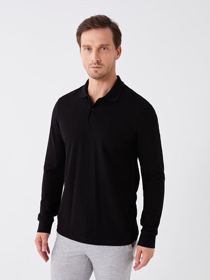 Polo Neck Long Sleeve Men's Sweatshirt