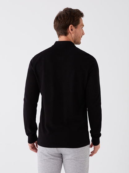 Polo Neck Long Sleeve Men's Sweatshirt