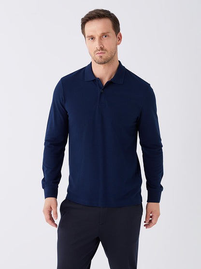 Polo Neck Long Sleeve Men's Sweatshirt