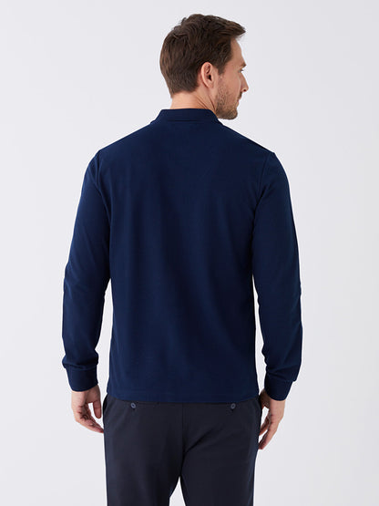 Polo Neck Long Sleeve Men's Sweatshirt