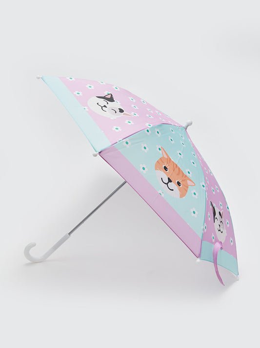 Cat Printed Girl's Umbrella