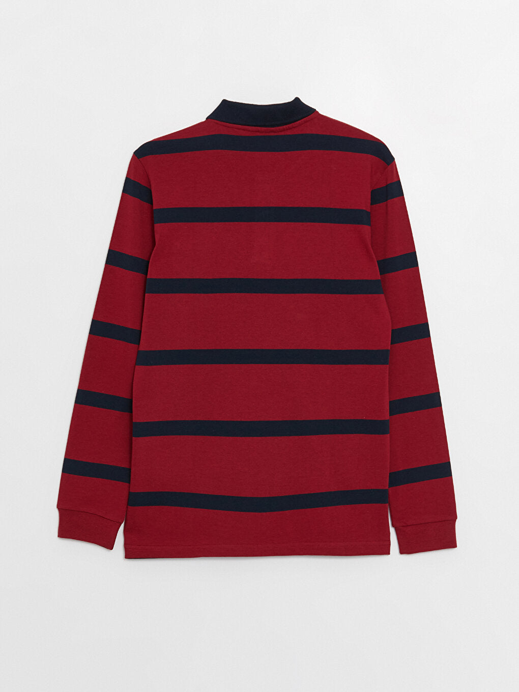 Polo Neck Long Sleeve Striped Men's Sweatshirt