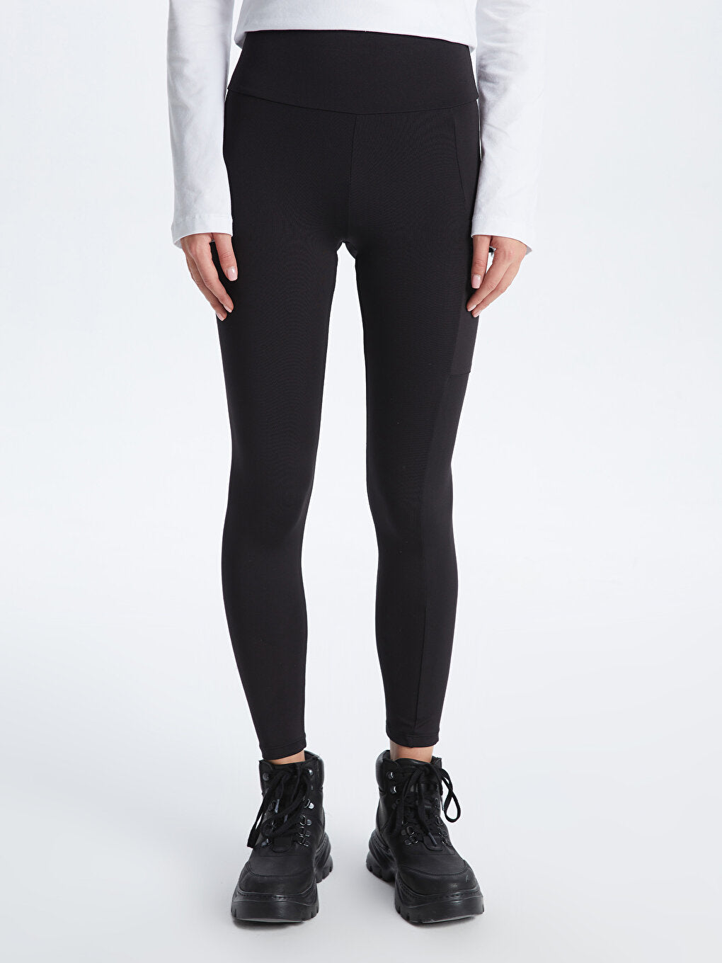 Women's Elastic Waist Plain Sports Tights