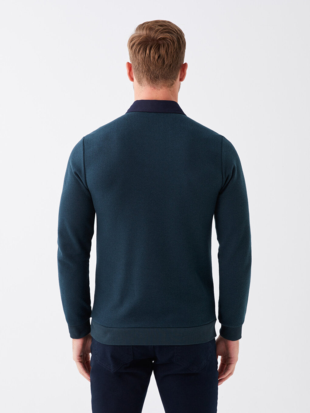 Polo Neck Long Sleeve Men's Sweatshirt