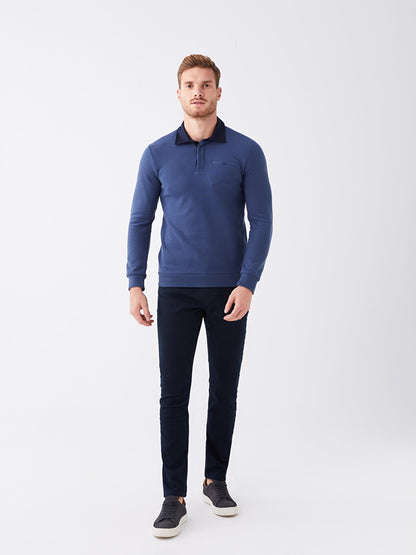 Polo Neck Long Sleeve Men's Sweatshirt