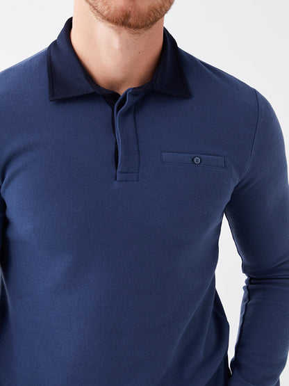 Polo Neck Long Sleeve Men's Sweatshirt