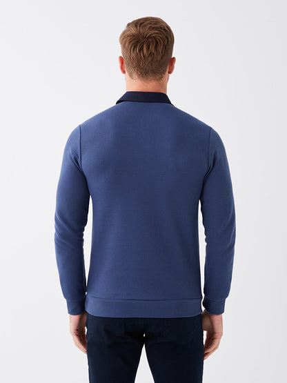 Polo Neck Long Sleeve Men's Sweatshirt