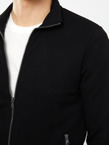 High Collar Long Sleeve Men's Sports Cardigan