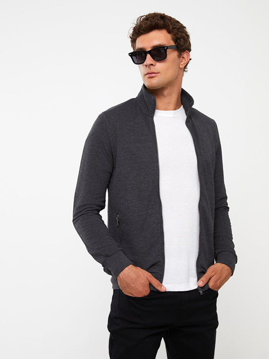 High Collar Long Sleeve Men's Sports Cardigan