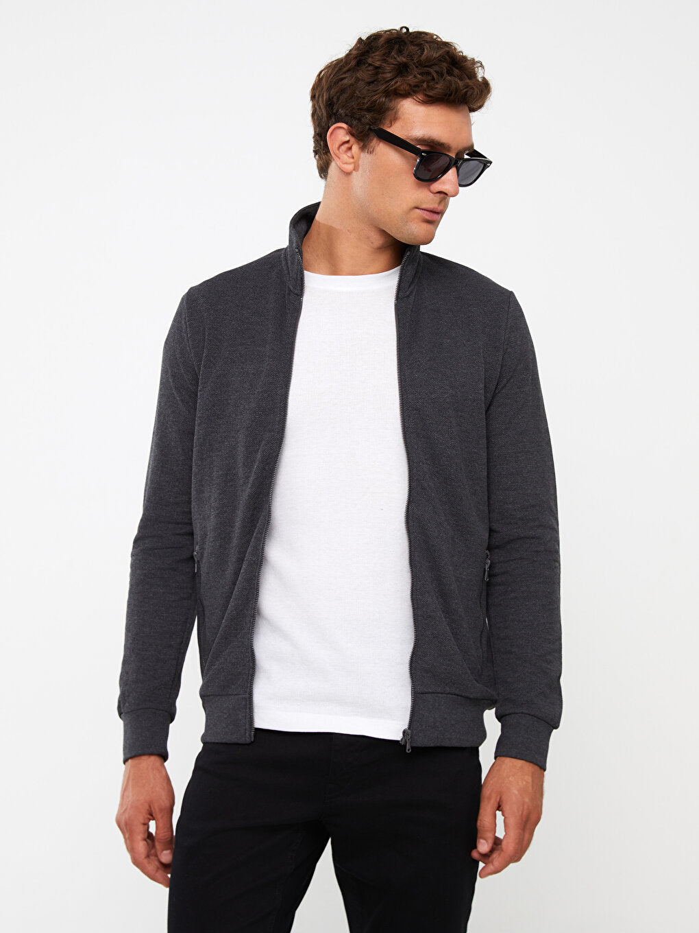 High Collar Long Sleeve Men's Sports Cardigan