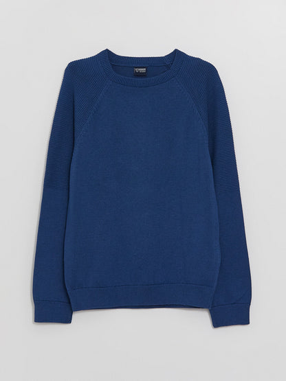 Crew Neck Basic Long Sleeve Boy's Knitwear Sweater