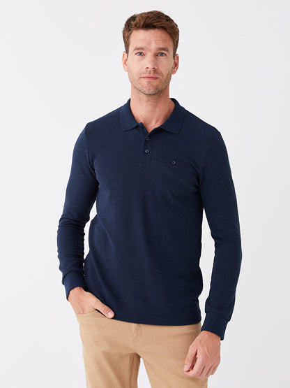 Polo Neck Long Sleeve Men's Sweatshirt