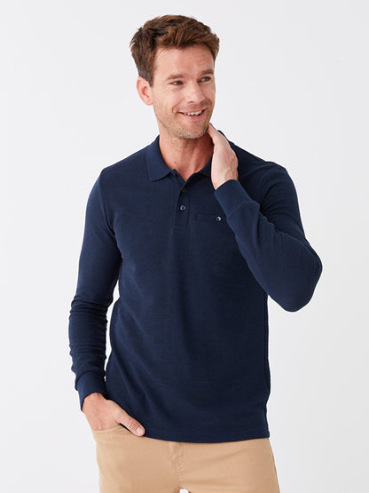 Polo Neck Long Sleeve Men's Sweatshirt