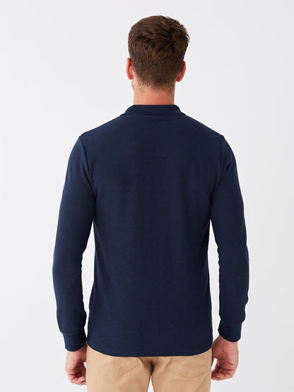 Polo Neck Long Sleeve Men's Sweatshirt