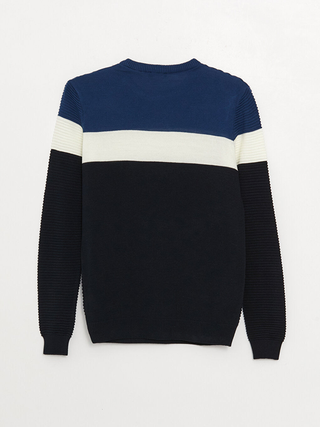 Crew Neck Long Sleeve Color Block Men's Knitwear Sweater