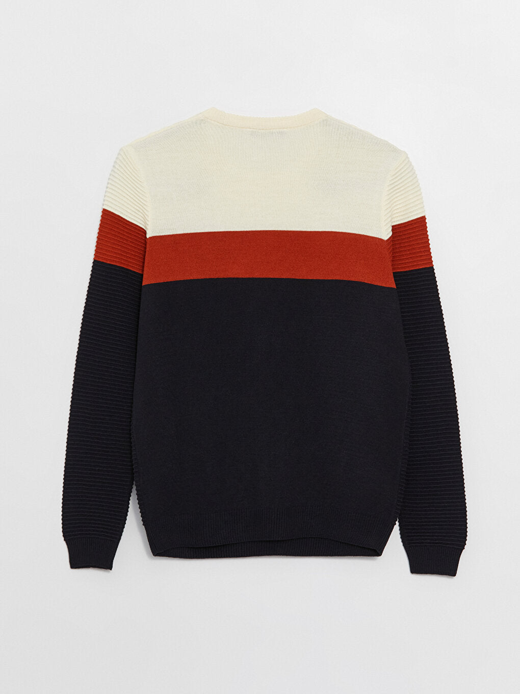 Crew Neck Long Sleeve Color Block Men's Knitwear Sweater