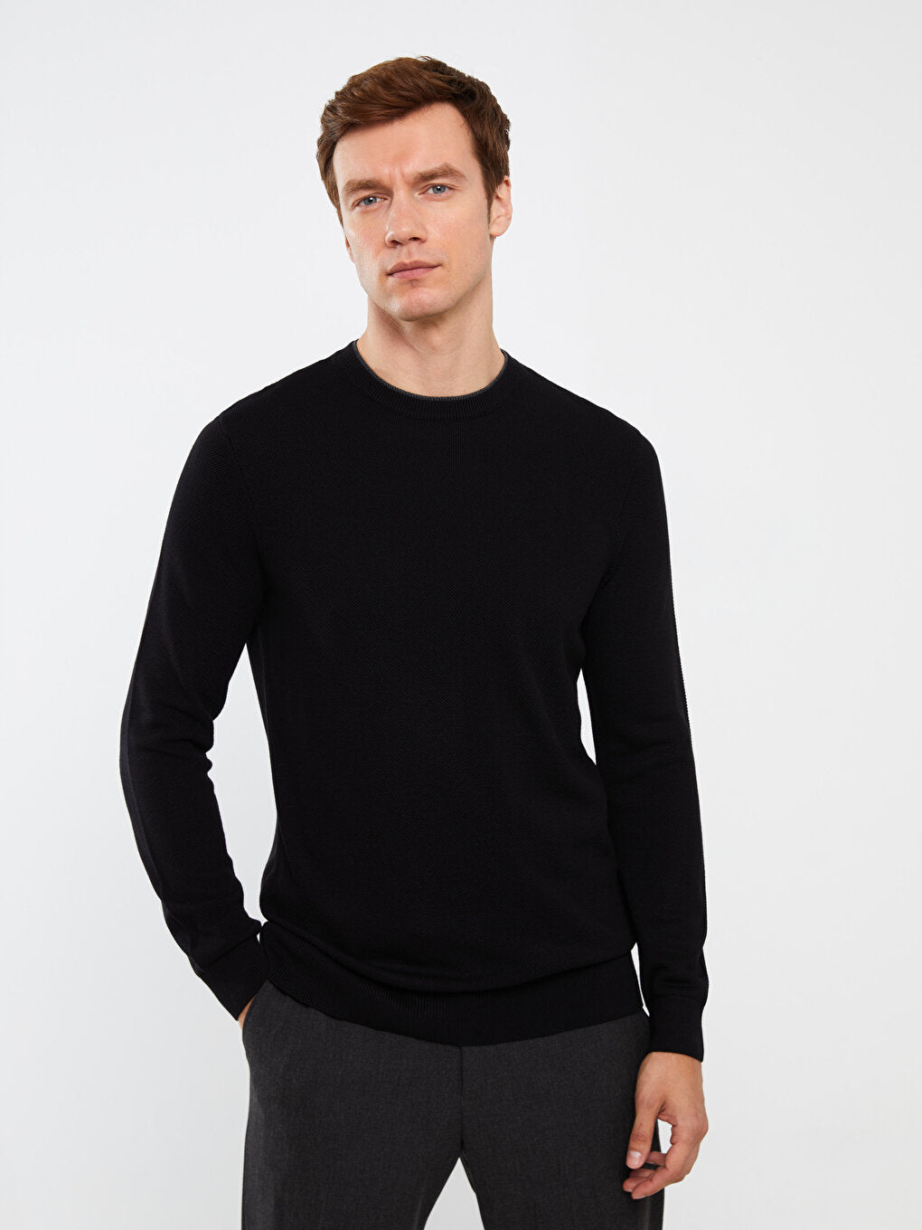 Crew Neck Long Sleeve Men's Knitwear Sweater