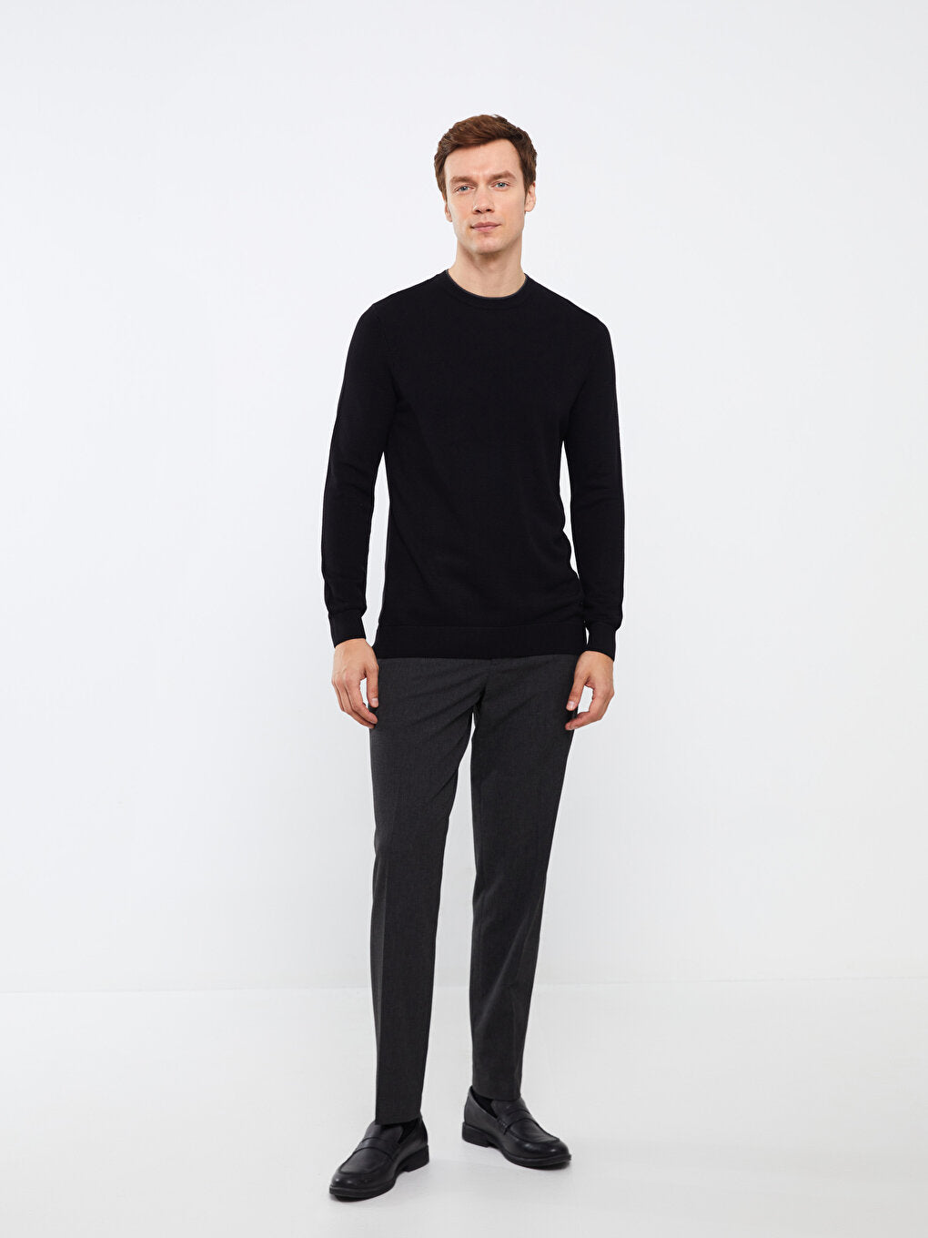 Crew Neck Long Sleeve Men's Knitwear Sweater