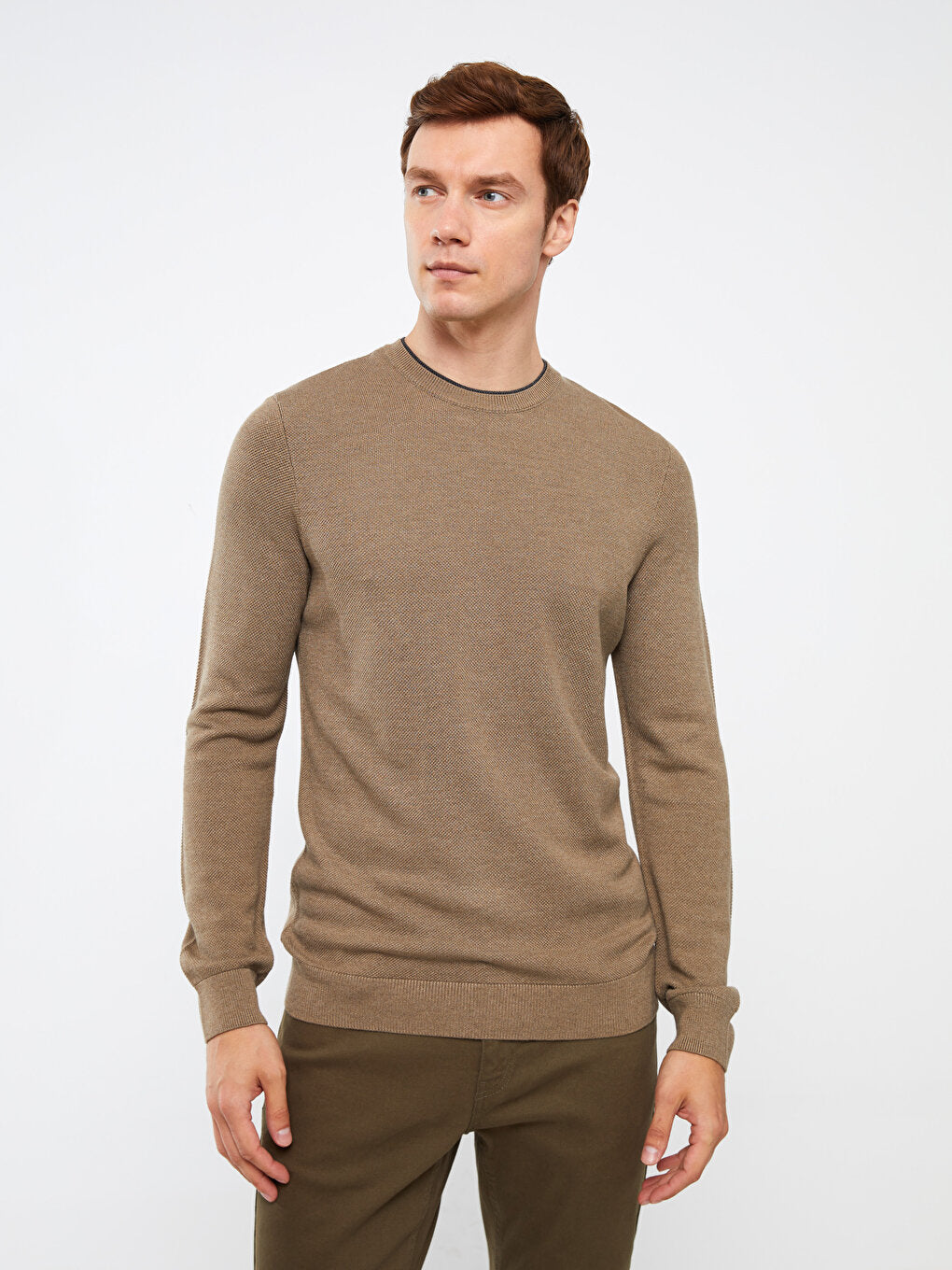 Crew Neck Long Sleeve Men's Knitwear Sweater