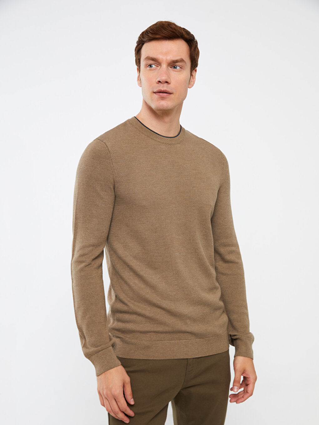 Crew Neck Long Sleeve Men's Knitwear Sweater