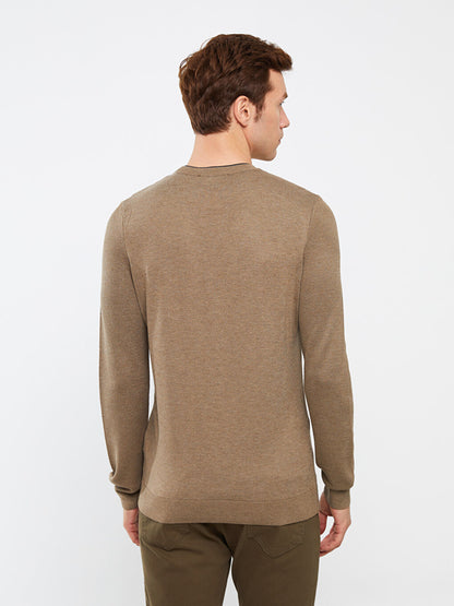 Crew Neck Long Sleeve Men's Knitwear Sweater