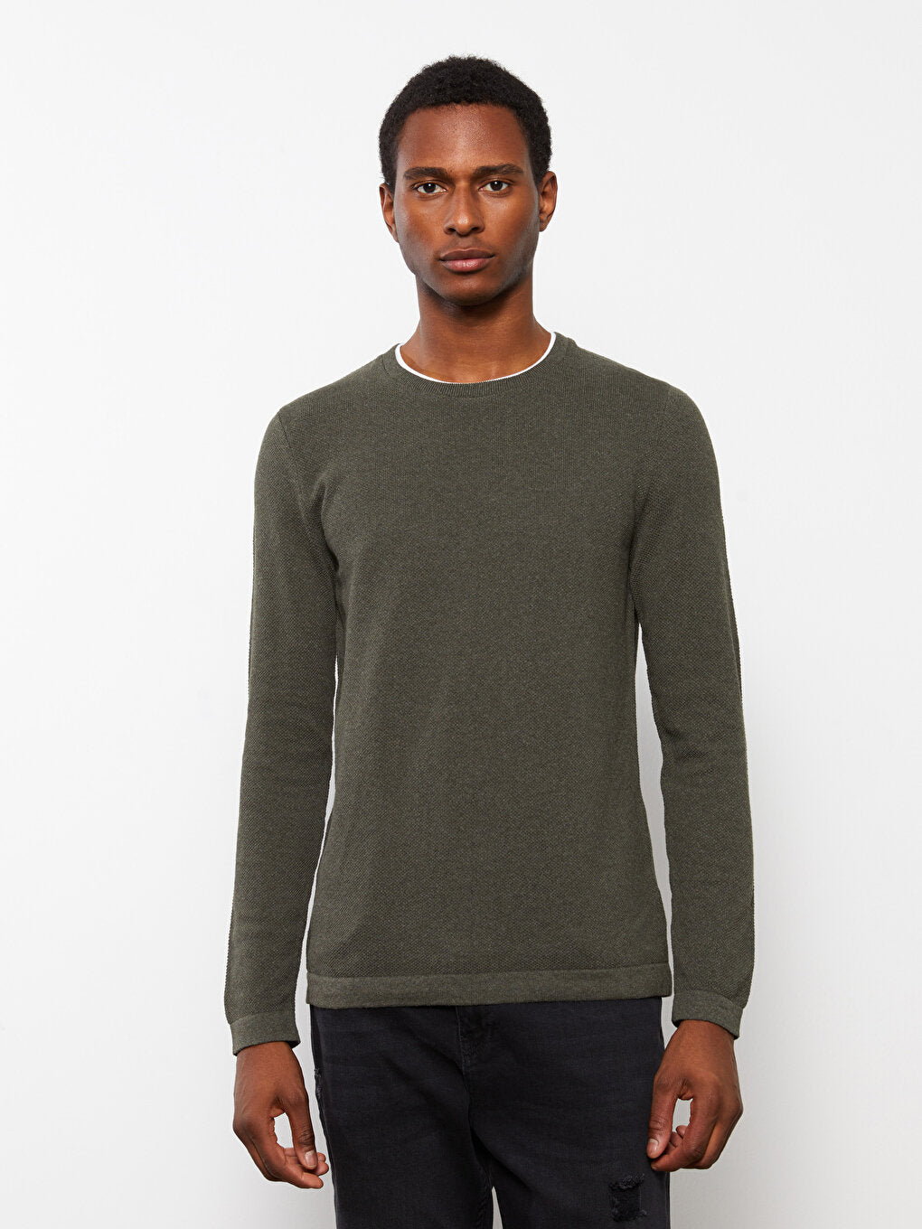 Crew Neck Long Sleeve Thin Men's Knitwear Sweater