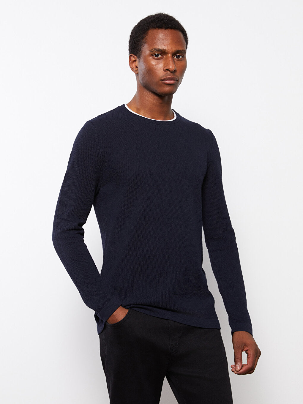 Crew Neck Long Sleeve Thin Men's Knitwear Sweater