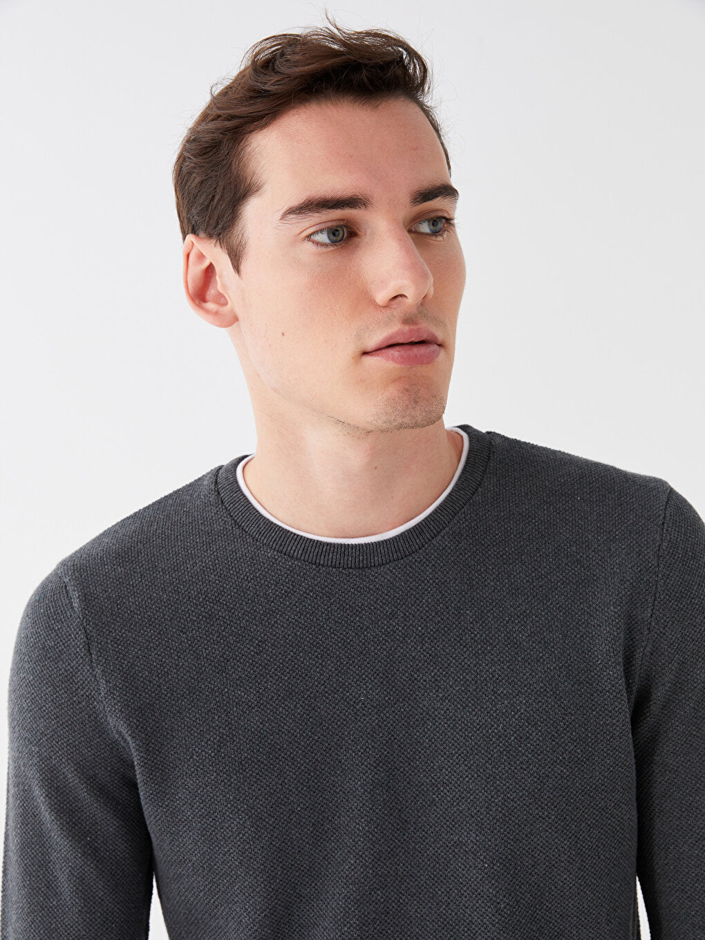 Crew Neck Long Sleeve Thin Men's Knitwear Sweater