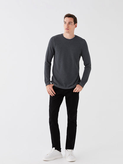 Crew Neck Long Sleeve Thin Men's Knitwear Sweater