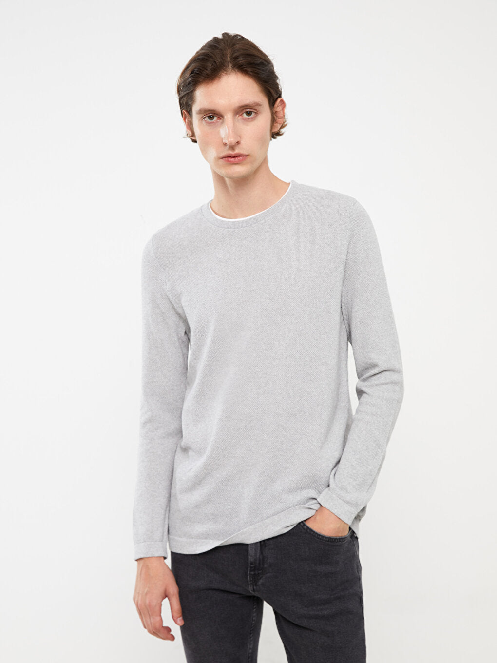 Crew Neck Long Sleeve Thin Men's Knitwear Sweater