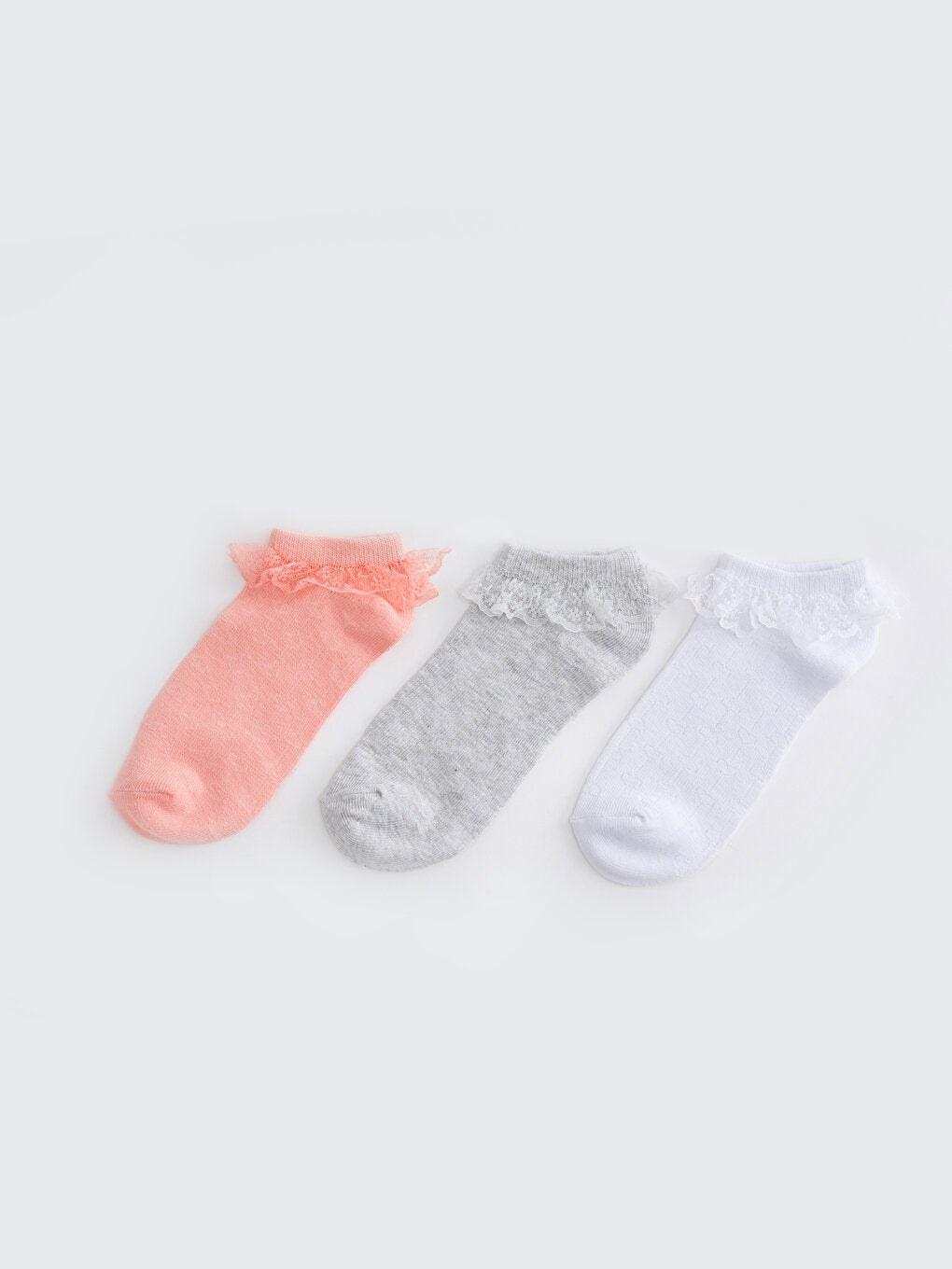 Self-patterned Girl's Booties Socks 3-pack