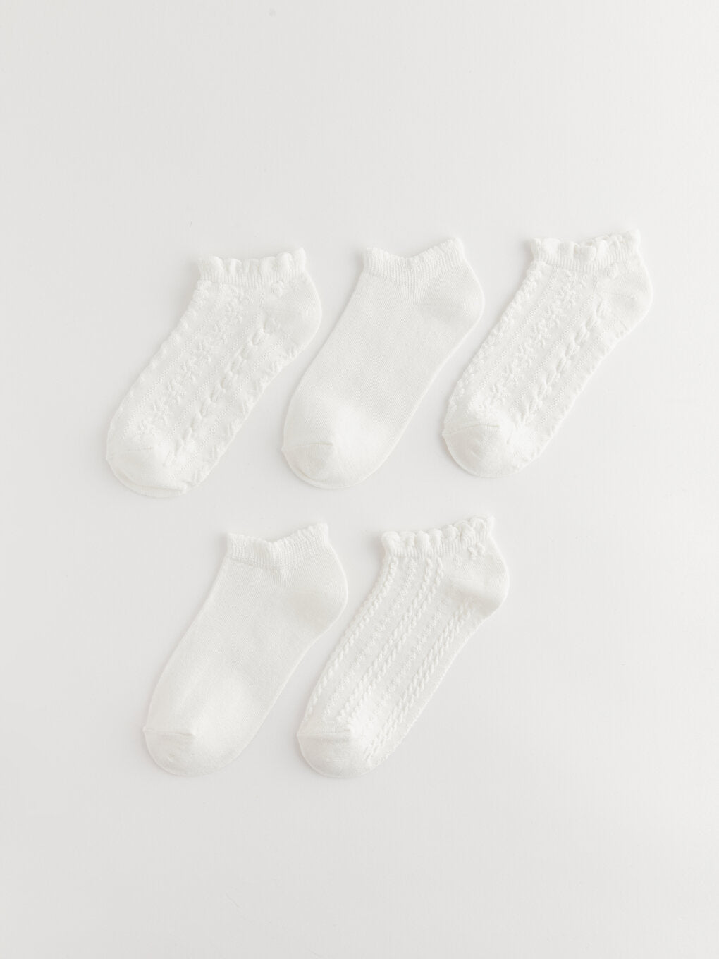 Self-patterned Girl's Booties Socks 5-pack