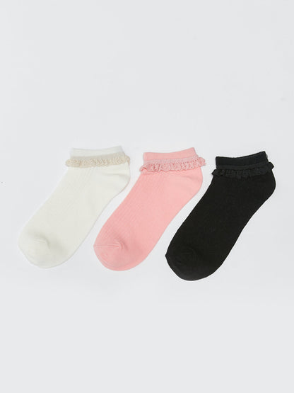 Lace Detailed Girl's Booties Socks 3-pack