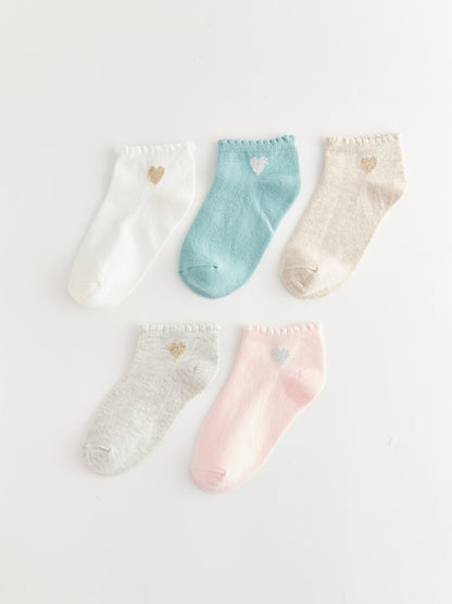 Patterned Girl's Booties Socks 5-pack