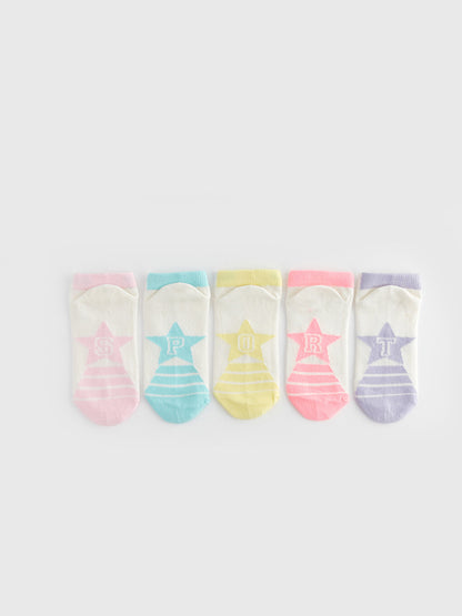 Patterned Girl's Booties Socks 5-pack