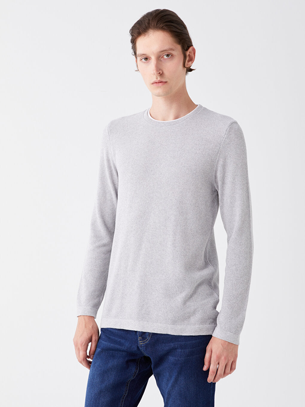 Crew Neck Long Sleeve Thin Men's Knitwear Sweater