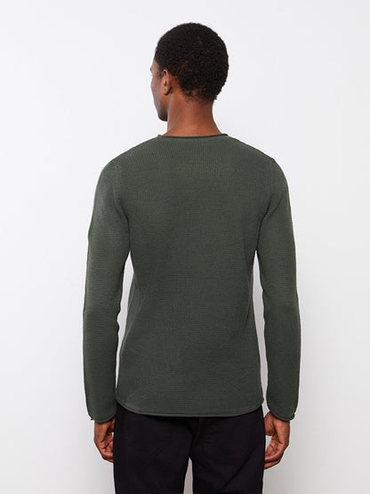 Crew Neck Long Sleeve Men's Knitwear Sweater