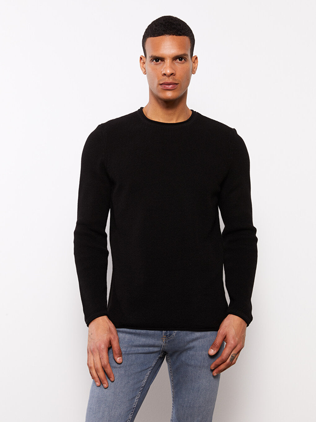 Crew Neck Long Sleeve Men's Knitwear Sweater