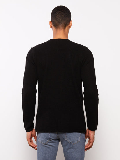 Crew Neck Long Sleeve Men's Knitwear Sweater