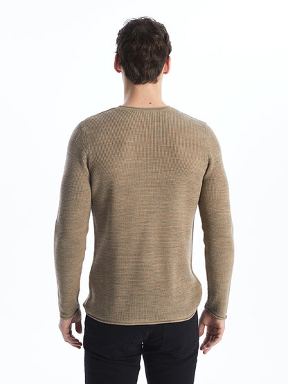 Crew Neck Long Sleeve Men's Knitwear Sweater