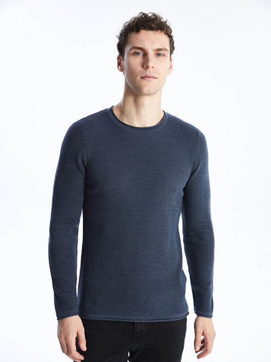 Crew Neck Long Sleeve Men's Knitwear Sweater