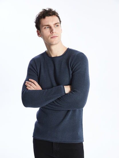 Crew Neck Long Sleeve Men's Knitwear Sweater