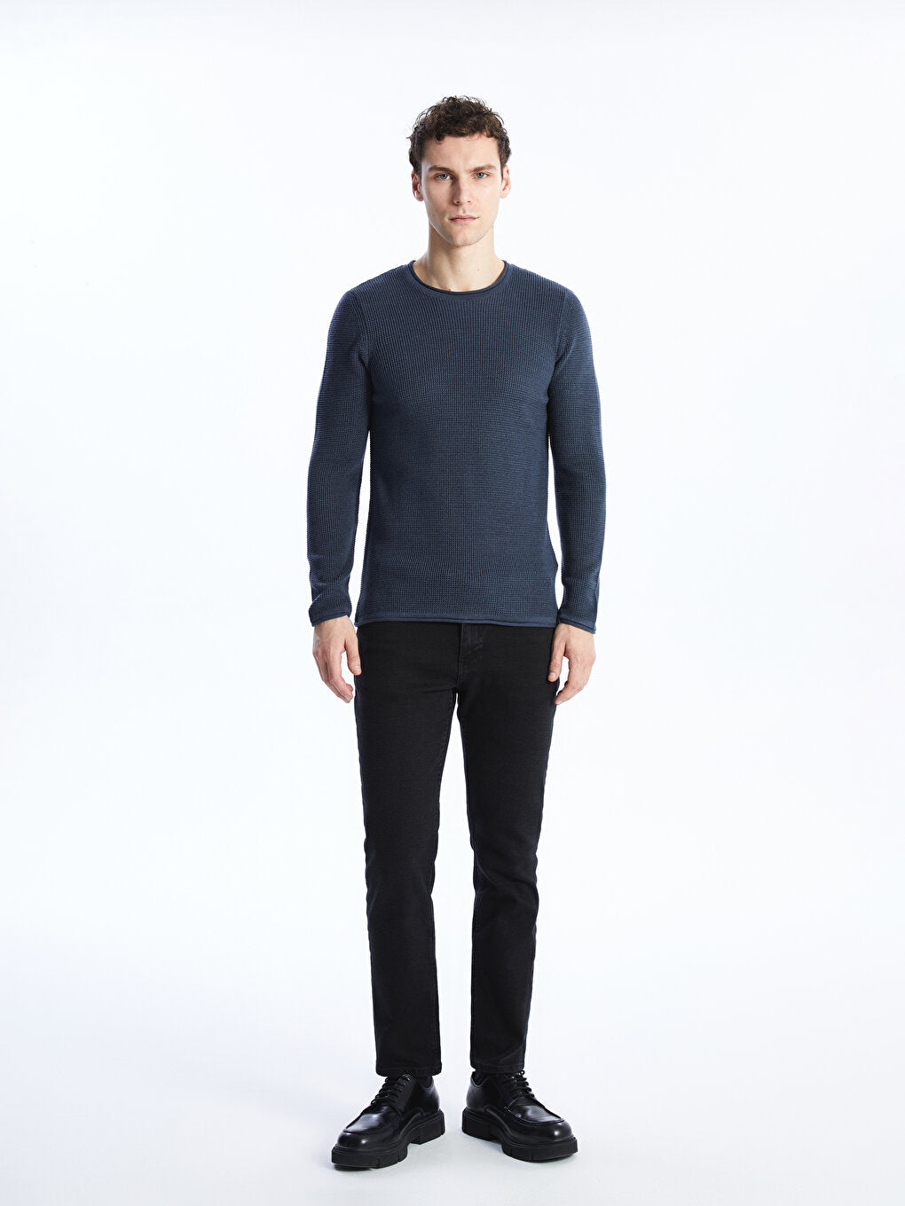 Crew Neck Long Sleeve Men's Knitwear Sweater