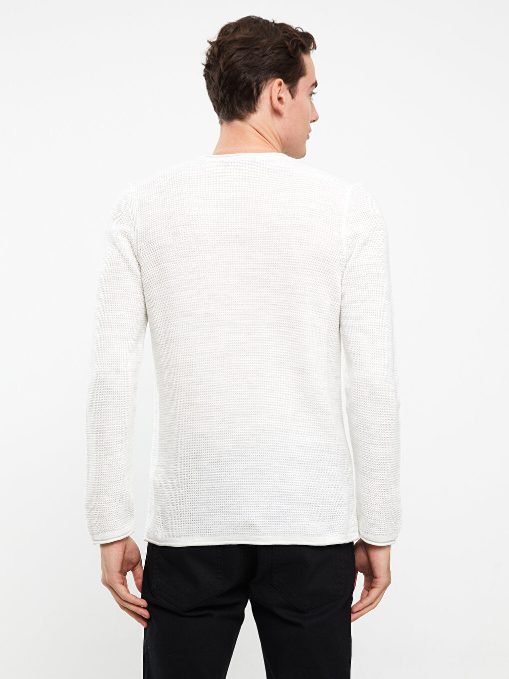 Crew Neck Long Sleeve Men's Knitwear Sweater